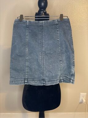 Free People Washed Blue Denim Panel Mini Skirt Size 0